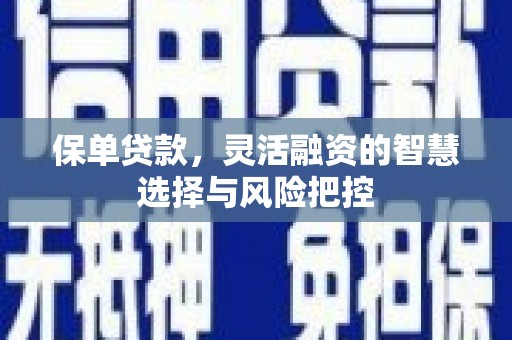 沁源保单贷款，灵活融资的智慧选择与风险把控