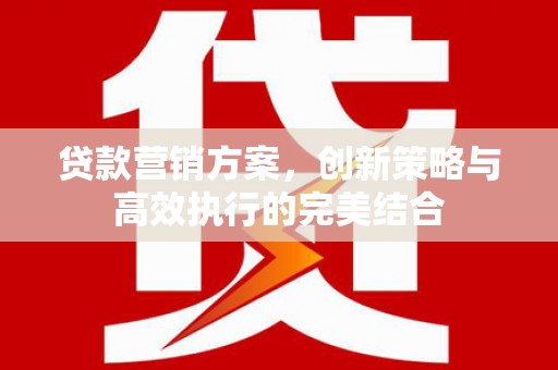 沁源贷款营销方案，创新策略与高效执行的完美结合