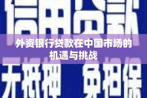 沁源外资银行贷款在中国市场的机遇与挑战