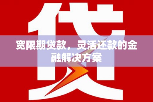 沁源宽限期贷款，灵活还款的金融解决方案