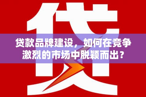沁源贷款品牌建设，如何在竞争激烈的市场中脱颖而出？